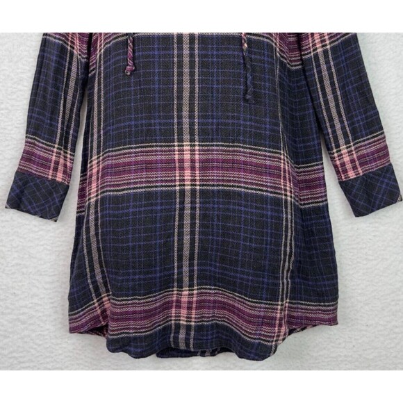 Cloth & Stone Anthropologie Plaid Tunic Shirt Dress High Low Hem Grunge Revival - Picture 4 of 16